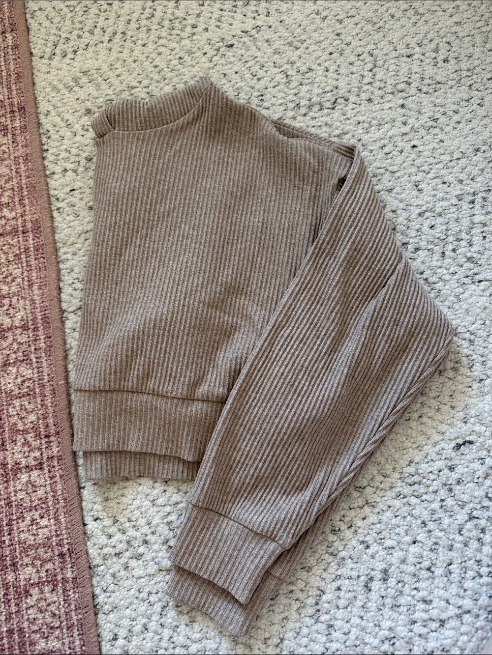 ALO Ribbed Knit Pullover Sweater - Taupe